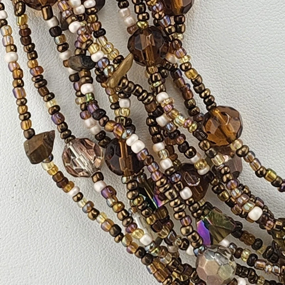 Brown Glass‎ Multistrand Bead Necklace